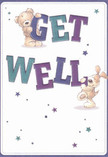 The joyful spirit of Southfields shines through this get well card, featuring two irresistible characters-a lovable teddy bear and an enthusiastic puppy-who seem to leap from the page, each balancing the large, vividly coloured words 'Get Well.' The indigo and teal letters glow confidently against a soft, creamy background, channeling the same reassuring charm as a favourite Southfields café bathed in morning light. Sprinkled stars in varied blue and purple tones add a magical, uplifting energy, echoing the peaceful ambiance of the area's leafy greenspaces. The bear's plush fur and the puppy's velvety appearance suggest a comforting softness, almost tangible to the touch. Much like a hand-arranged bouquet from a trusted local florist, this card brings more than words-it delivers a wave of tenderness and gentle optimism, ideal for offering heartfelt support to someone in recovery right here in Southfields.